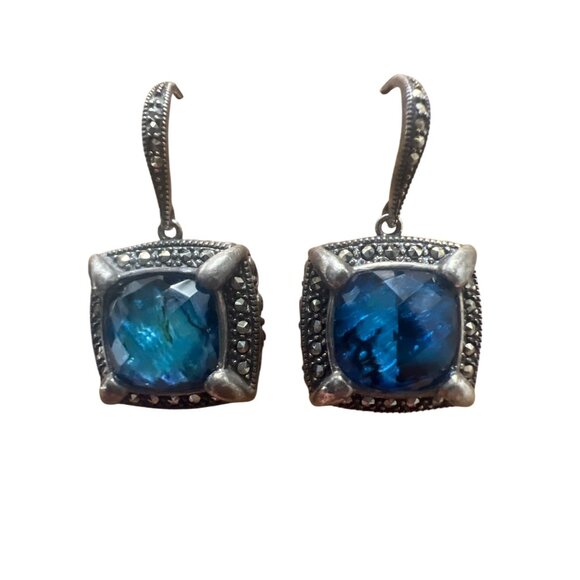 Lavish by TJM Sterling Silver Blue Abalone Doublet Frame Earrings - Picture 5 of 6
